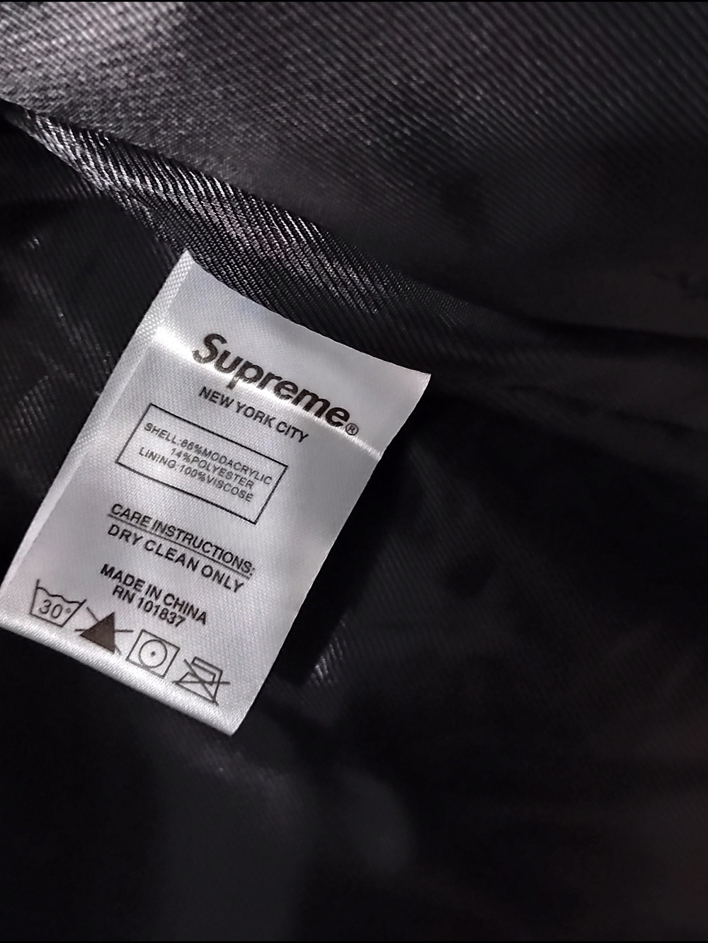 Supreme Black Faux Fur Jacket with White Trim Small - Picture 4 of 6